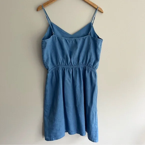 J. Crew Blue Linen Spaghetti Streps Sundress Mini size L - Picture 2 of 7